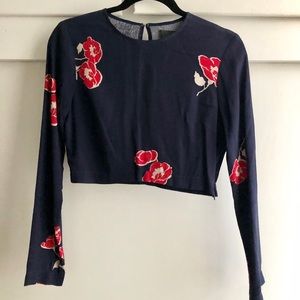 Reformation Silk Long Sleeve Crop